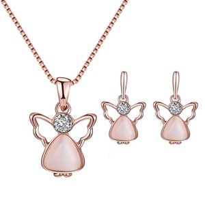 *KIMIA* 3-Pc Angel Shaped Gem Pendant Jewelry Set
